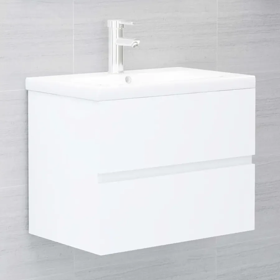 Wastafelkasten-vidaXL - Wastafelkast - Wit - Bewerkt hout - 60 x 38.5 x 45 cm