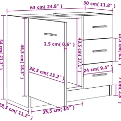 Wastafelkasten-vidaXL - Wastafelkast - Zwart - Bewerkt hout