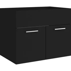 Wastafelkasten-vidaXL - Wastafelkast - Zwart - Bewerkt hout - 60 x 38.5 x 46 cm