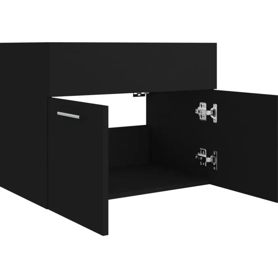 Wastafelkasten-vidaXL - Wastafelkast - Zwart - Bewerkt hout - 60 x 38.5 x 46 cm