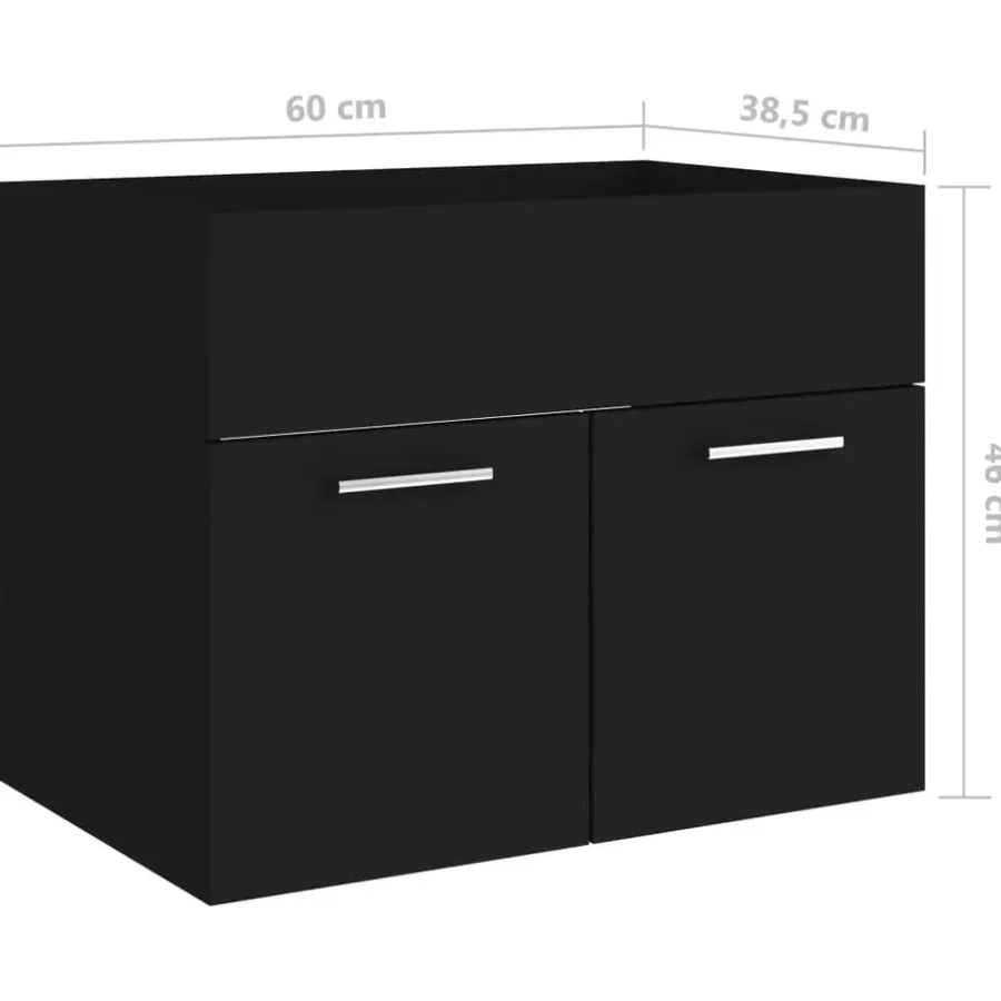 Wastafelkasten-vidaXL - Wastafelkast - Zwart - Bewerkt hout - 60 x 38.5 x 46 cm