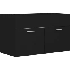 Wastafelkasten-vidaXL - Wastafelkast - Zwart - Bewerkt hout - 80 x 38.5 x 46 cm