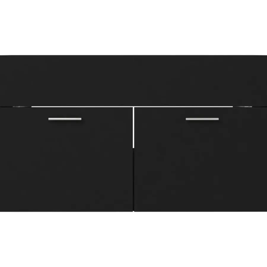 Wastafelkasten-vidaXL - Wastafelkast - Zwart - Bewerkt hout - 80 x 38.5 x 46 cm