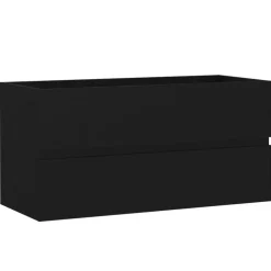 vidaXL - Wastafelkast En Wastafel - Zwart - Bewerkt hout - 90 x 38.5 x 45 cm