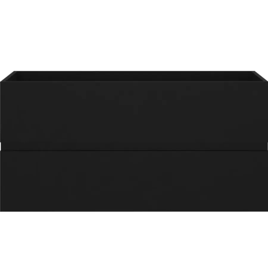vidaXL - Wastafelkast En Wastafel - Zwart - Bewerkt hout - 90 x 38.5 x 45 cm