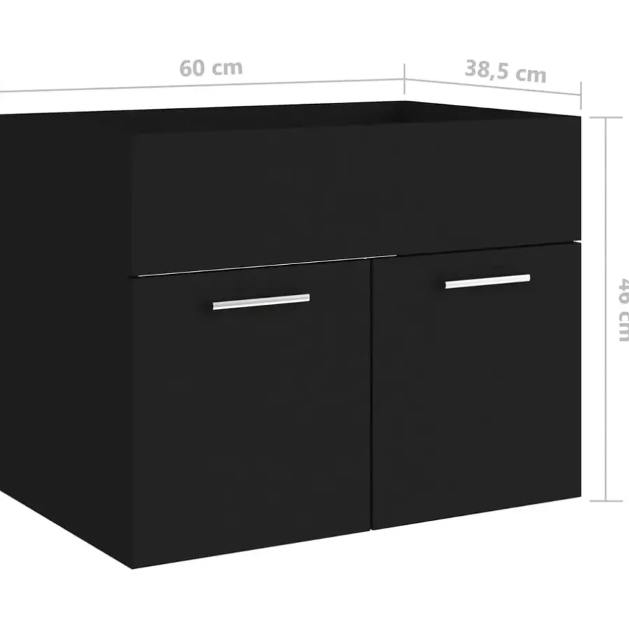 vidaXL - Wastafelkast En Wastafel - Zwart - Bewerkt hout - 60 x 38.5 x 46 cm