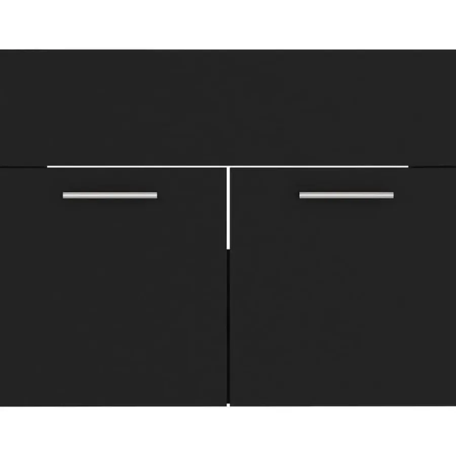 vidaXL - Wastafelkast En Wastafel - Zwart - Bewerkt hout - 60 x 38.5 x 46 cm