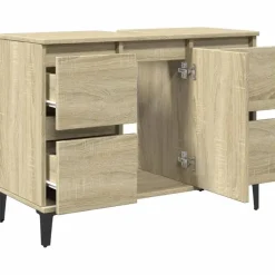 Wastafelkasten-vidaXL - Wastafelonderkast met 1 deur 4 lades - Sonoma eiken - 80x33x60 cm