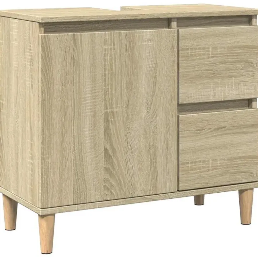 vidaXL - Wastafelonderkast met 1 deur 2 lades - Sonoma eiken - 65x33x60 cm