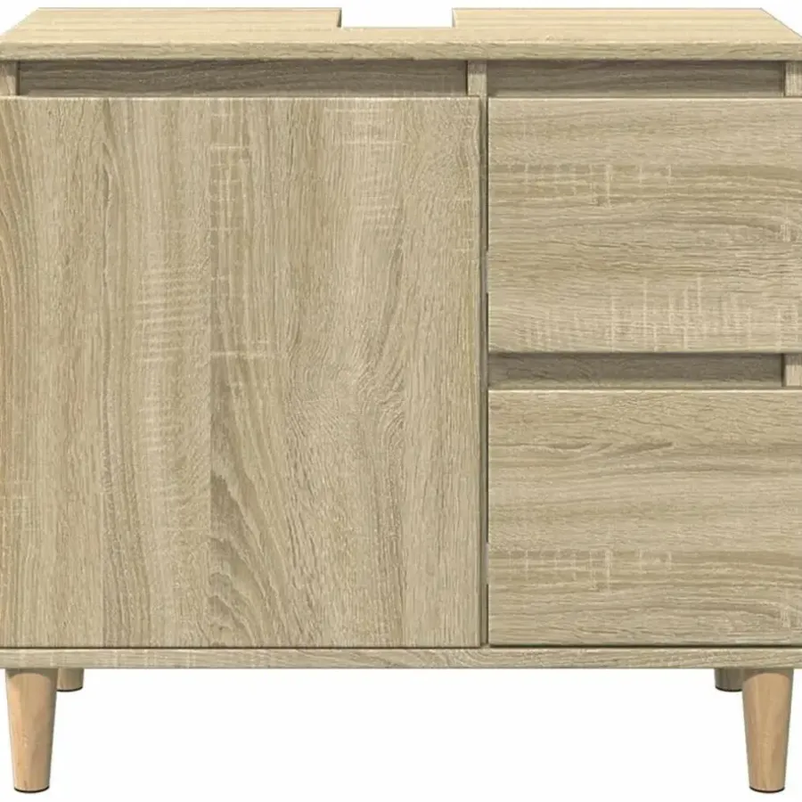 vidaXL - Wastafelonderkast met 1 deur 2 lades - Sonoma eiken - 65x33x60 cm