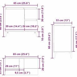 Wastafelkasten-vidaXL - Wastafelonderkast met 1 deur 2 lades - Zwart eiken - Hout - 65x33x60 cm