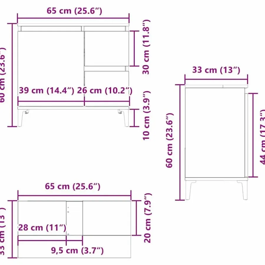 Wastafelkasten-vidaXL - Wastafelonderkast met 1 deur 2 lades - Zwart eiken - Hout - 65x33x60 cm