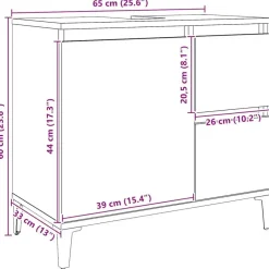Wastafelkasten-vidaXL - Wastafelonderkast - 1 deur 2 lades - Artisanaal eiken - 65x33x60 cm