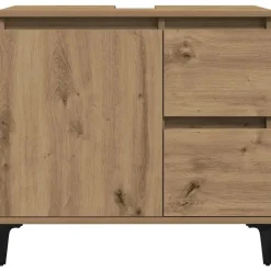 Wastafelkasten-vidaXL - Wastafelonderkast - 1 deur 2 lades - Artisanaal eiken - 65x33x60 cm