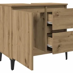 Wastafelkasten-vidaXL - Wastafelonderkast - 1 deur 2 lades - Artisanaal eiken - 65x33x60 cm