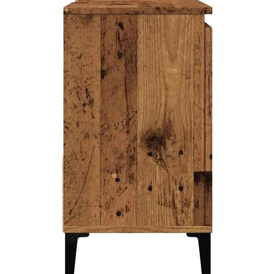 Wastafelkasten-vidaXL - Wastafelonderkast - 1 deur 2 lades - Oud hout - Hout - 65x33x60 cm