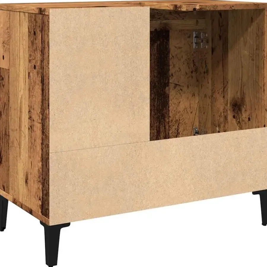 Wastafelkasten-vidaXL - Wastafelonderkast - 1 deur 2 lades - Oud hout - Hout - 65x33x60 cm