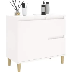 vidaXL - Wastafelonderkast met 1 deur 2 lades - Wit - Hout - 65x33x60 cm