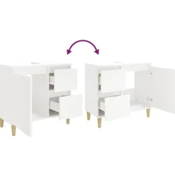 vidaXL - Wastafelonderkast met 1 deur 2 lades - Wit - Hout - 65x33x60 cm