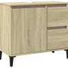 Wastafelkasten-vidaXL - Wastafelonderkast - 1 deur 2 lades - Sonoma eiken - Hout - 65x33x60 cm