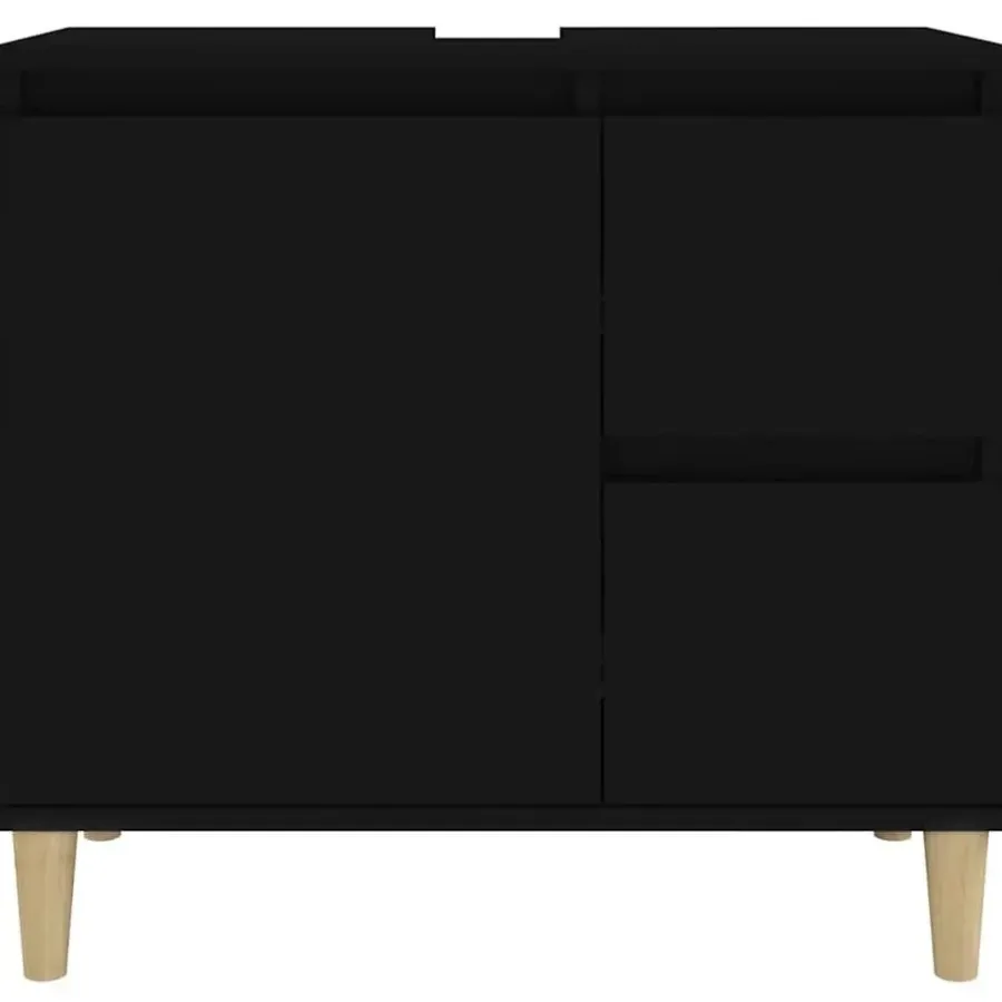 vidaXL - Wastafelonderkast met 1 deur 2 lades - Zwart - Hout - 65x33x60 cm
