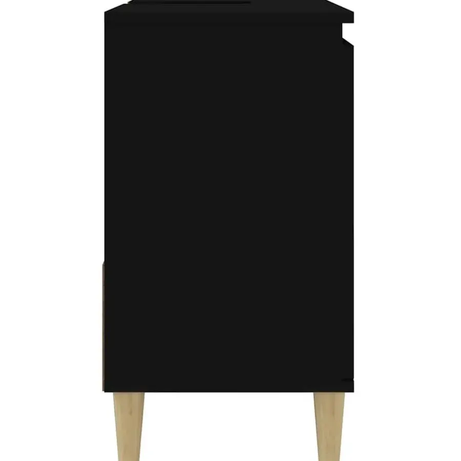 vidaXL - Wastafelonderkast met 1 deur 2 lades - Zwart - Hout - 65x33x60 cm