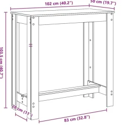 Bartafels-vidaXL - Wit Bartafel - Bewerkt hout - 102x50x103.5 cm