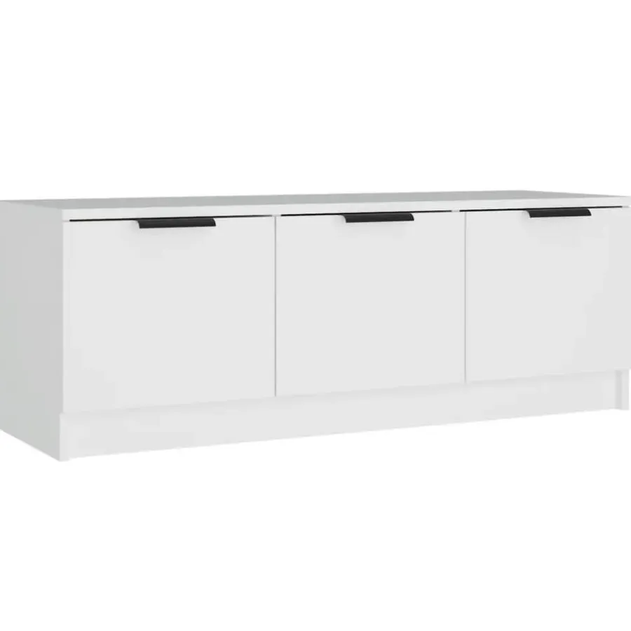 vidaXL - Wit TV-meubel met 3 deuren - Bewerkt hout - 102x35x36,5 cm
