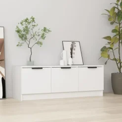 vidaXL - Wit TV-meubel met 3 deuren - Bewerkt hout - 102x35x36,5 cm