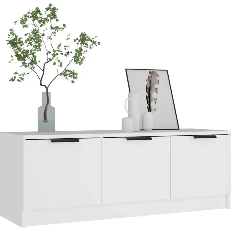 vidaXL - Wit TV-meubel met 3 deuren - Bewerkt hout - 102x35x36,5 cm
