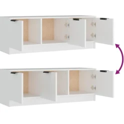 vidaXL - Wit TV-meubel met 3 deuren - Bewerkt hout - 102x35x36,5 cm