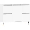 Wastafelkasten-vidaXL - Wit Wastafelonderkast - 1 deur 4 lades - Bewerkt hout - 80x33x60 cm