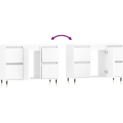 Wastafelkasten-vidaXL - Wit Wastafelonderkast - 1 deur 4 lades - Bewerkt hout - 80x33x60 cm