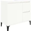 Wastafelkasten-vidaXL - Wit Wastafelonderkast - 1 deur 2 lades - Hout en metaal - 65x33x60 cm