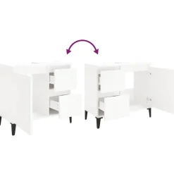 Wastafelkasten-vidaXL - Wit Wastafelonderkast - 1 deur 2 lades - Hout en metaal - 65x33x60 cm