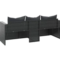 Loungebanken-vidaXL - 3-zits Tuinbank - Zwart - Poly rattan