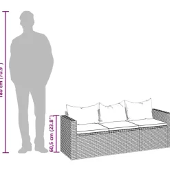 Loungebanken-vidaXL - 3-zits Tuinbank - Zwart - Poly rattan