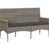 Loungebanken-vidaXL - 3-zits Tuinbank met kussens - Grijs poly rattan - 140x54x85 cm