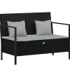 vidaXL - 2-zits Tuinbank met kussens - Zwart - Poly rattan - 112x59x82.5 cm