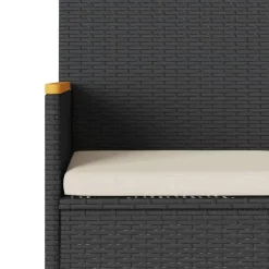 Loungebanken-vidaXL - 3-zits Tuinbank met kussens - Zwart poly rattan - 140x54x85 cm
