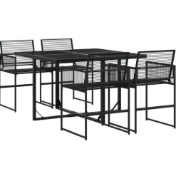 Tuinsets-vidaXL - 4-zits Tuinset - Inklapbaar - Zwart - PE rattan - 110x107 cm