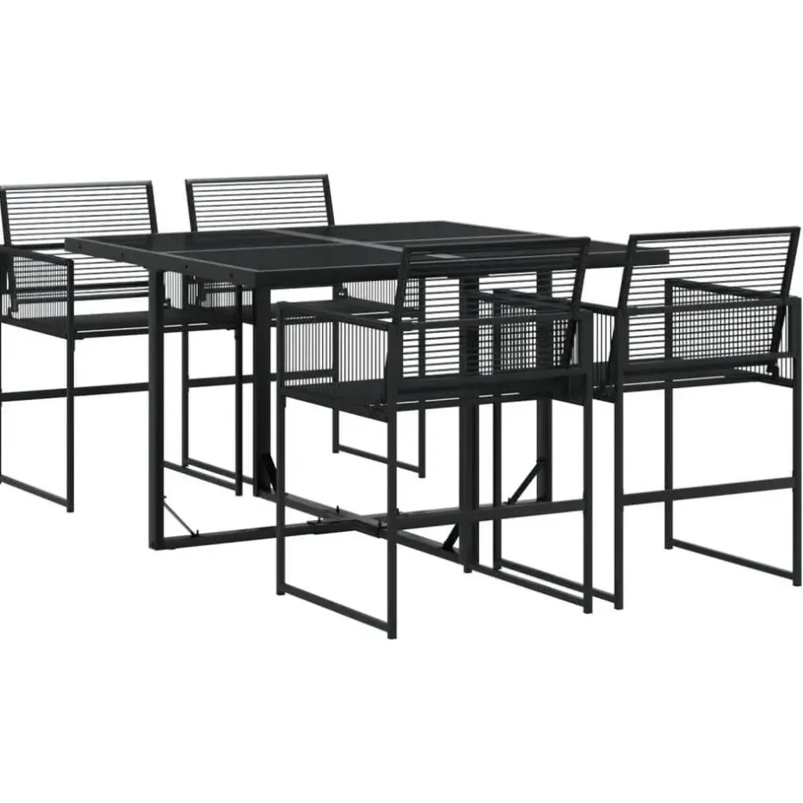 Tuinsets-vidaXL - 4-zits Tuinset - Inklapbaar - Zwart - PE rattan - 110x107 cm