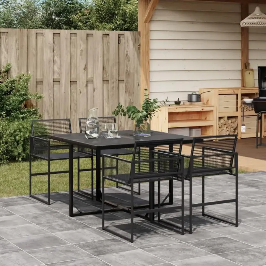 Tuinsets-vidaXL - 4-zits Tuinset - Inklapbaar - Zwart - PE rattan - 110x107 cm
