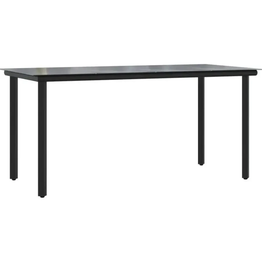 vidaXL - 4-zits Tuinset - Zwart - Textileen met voering en staal - 160x80 cm