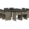 Tuinsets-vidaXL - 8-zits Tuinset donkergrijs kussens - Grijs - PE rattan - 110x106 cm