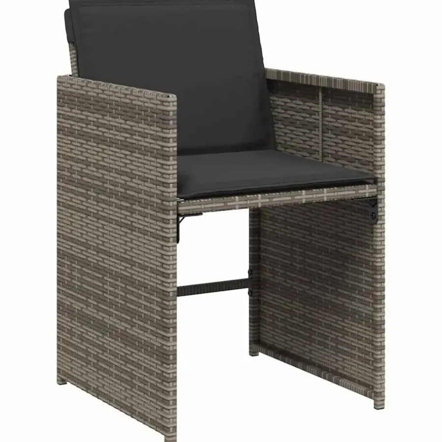 Tuinsets-vidaXL - 8-zits Tuinset donkergrijs kussens - Grijs - PE rattan - 110x106 cm