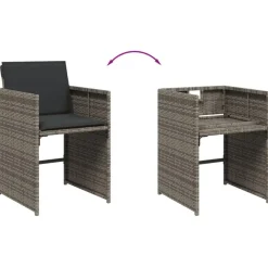Tuinsets-vidaXL - 8-zits Tuinset donkergrijs kussens - Grijs - PE rattan - 110x106 cm