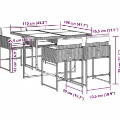 Tuinsets-vidaXL - 4-zits Tuinset donkergrijs kussens - Grijs - Poly rattan - 110x106 cm