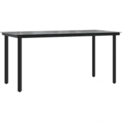 Tuinsets-vidaXL - 5-zits Tuinset grijs kussens - Zwart PE rattan en staal - 160x80 cm