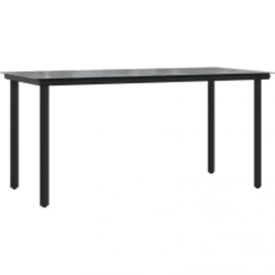 Tuinsets-vidaXL - 5-zits Tuinset grijs kussens - Zwart PE rattan en staal - 160x80 cm